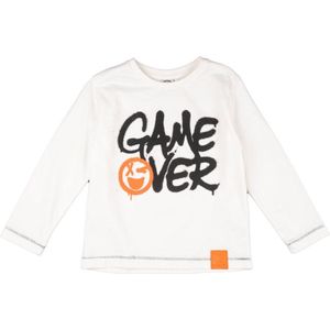 Jongens - longsleeve- t-shirt lange mouw - Game over - met lange mouwen en print - Wit - maat 134/140