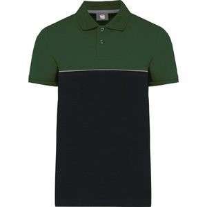 Polo Unisex XXL WK. Designed To Work Kraag met knopen Korte mouw Black / Forest Green 60% Katoen, 40% Polyester