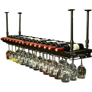 Hangend wijnrek - Morden-stijl - geschikt voor bar en keuken - 1 stuk - ijzer - 120 cm