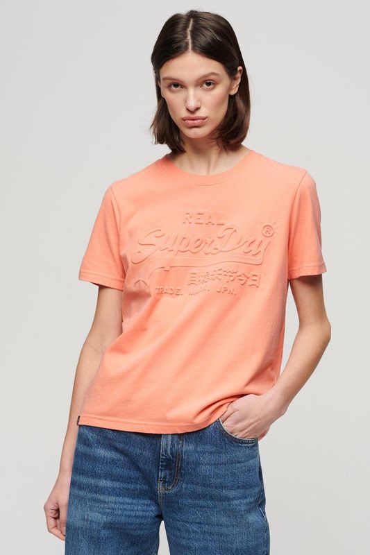 Superdry - T-shirt - Dames - Met Reliëfopdruk - Relaxte Pasvorm