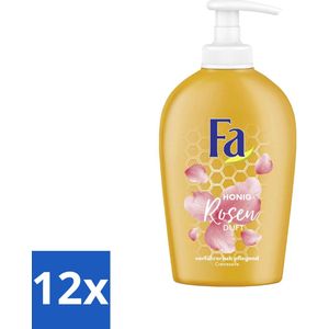 Fa - Handzeep - Honing & Rozen - Verzachtend & Verzorgend - 250 ml - Voordeelverpakking - 12 stuks