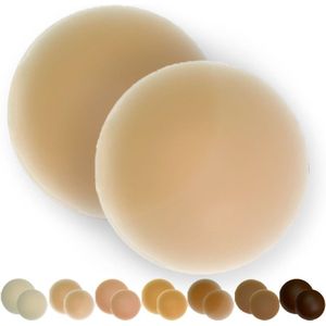 BOOBEES Nipple Covers - 10cm - M - Biscuit - Beige Lichte Huidskleur - Tepelstickers - Herbruikbaar - Tepelplakkers - Swimproof - Onzichtbaar - Grote borsten