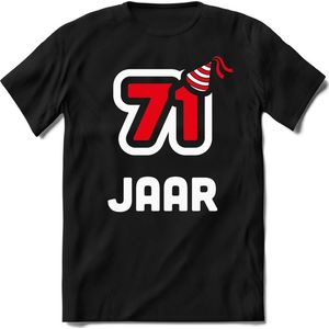 71 Jaar Feest kado T-Shirt Heren / Dames - Perfect Verjaardag Cadeau Shirt - Wit / Rood - Maat 7XL