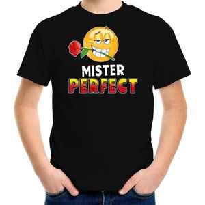 Funny emoticon t-shirt Mister perfect zwart voor kids - Fun / cadeau shirt 122/128