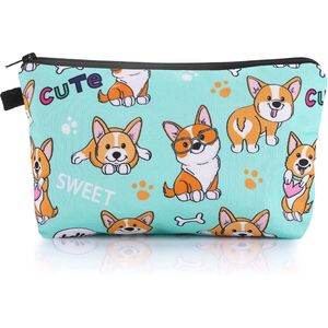 Canvas Make-up Tas Mini Organizer voor Vrouw Meisjes - Hond Patroon - Perfect voor Reizen