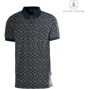 Chris Cayne heren poloshirt - polo heren - 3113 - navy print - jersey - korte mouwen - maat XL - soepele kwaliteit