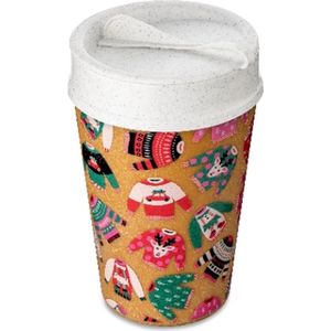 Dubbelwandige Koffiebeker met Deksel, 0.4 L, Organic, X-Mas Sweater - Koziols-sIso To Go