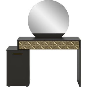 Prisma kaptafel spejl, 1 deur, 1 lade zwart.