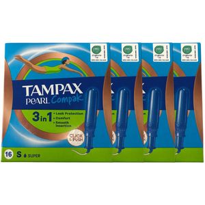 Tampax Pearl Compak Super PlusTampons - Tampons met Inbrenghuls - 4 x 16 stuks