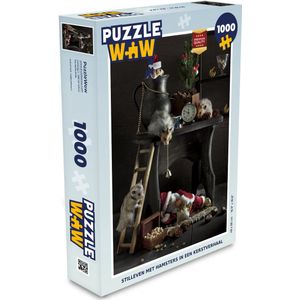 Puzzel Stilleven met hamsters in een kerstverhaal - Legpuzzel - Puzzel 1000 stukjes volwassenen - Kerst - Cadeau - Kerstcadeau voor mannen, vrouwen en kinderen