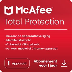 McAfee Total Protection incl VPN - 1 Jaar - 1 Apparaat - Nederlands