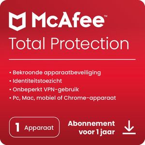 McAfee Total Protection incl VPN - Beveiligingssoftware - 1 jaar/1 apparaat - Nederlands - PC, Mac, iOS & Android Download