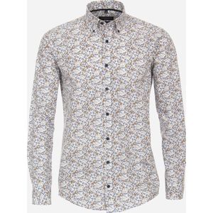 CASA MODA Sport casual fit overhemd - twill - blauw dessin - Strijkvriendelijk - Boordmaat: 47/48