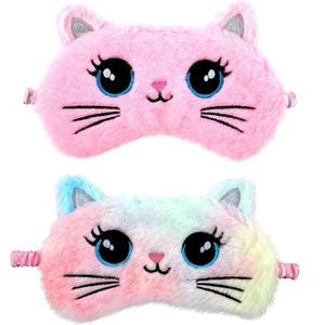 Zachte slaapmaskers voor kinderen - set van 2, schattige dieren design in roze