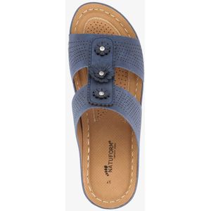 Natuform dames slippers met sleehak blauw - Maat 37 - Uitneembare zool