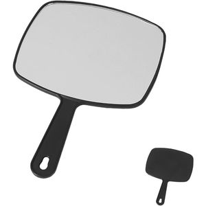 Handspiegel met Handvat - 18.5 x 15.5 cm - Grote Vierkante Zwarte Spiegel