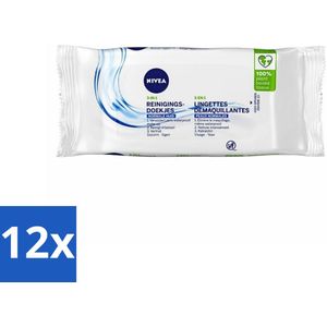 12 x NIVEA - Reinigingsdoekjes - Verfrissend - Verwijdert Waterbestendige Make-up - 7 Doekjes - Reinigen - Make-up Remover - Gezichtsdoekjes - NIVEA - Vitamine E