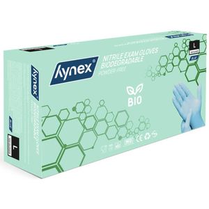 Hynex Biologisch Afbreekbare Nitril Handschoenen Blauw – Maat L – 100 Stuks – Poedervrij – Bio Degradable – Wegwerphandschoenen – Duurzaam