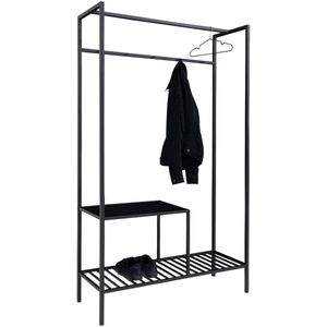 Garderobe – Minimalistische Open Kledingkast – Zwart – 101x38x170 cm | Garderobe