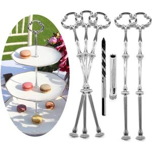 Cake Stand Fittings Kits - Centre Rod voor Platen - Cake Plate Stand Handgrepen - 5 Sets Wedding Party Cake Plate Fittings - 2/3 Tier (Zilver Borden exclusief)