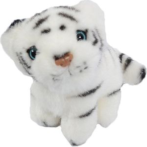 PIA Soft Toys - Pluche Knuffeldier Tijger - wit - zittend - 14 cm
