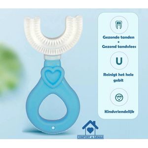Kindertandenborstel – Tandenborstel voor baby en kind – Eenvoudig, hygiënisch en de oplossing voor tandenpoetsen - BPA vrij - BLAUW MET HART