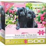 Eurographics Zwarte Labradors Pups in Roze Doos - 500 stukjes