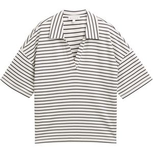 TOM TAILOR - Shirt - Navy / Offwhite - Gestreept - Halve Mouw