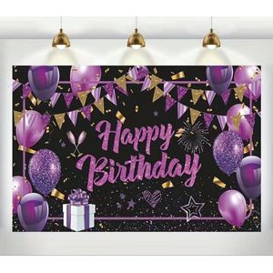 Happy Birthday banner | Roze | Goud | Lila | Verjaardag | 180x110cm | Feestje