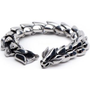 Zentana - Armband Draak - Schakelarmband - Roestvrij Staal - Bescherming - Armbandjes voor Heren - 18cm
