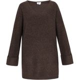 usha - WHITE LABEL - Trui - Donkerbruin - V-hals - Lange Mouwen