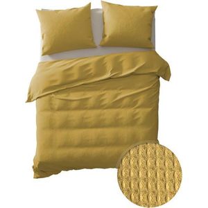 YELLOW Cialda Dekbedovertrek - Tweepersoons - 200x200/220 cm - Ochre Gold
