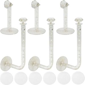 Scrunchie Sieradenstandaard zelfklevend transparant glinsterend - Armbanden Haarelastiekhouder Verticaal Display - Horlogestandaard - Set van 6 .