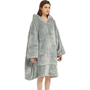 Q-Living Hoodie Deken - Oversized Hoodie - Snuggle Hoodie - Fleece Deken Met Mouwen - 1450 gram - Licht Grijs