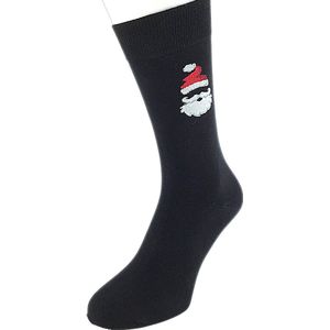 Bonnie Doon Mr. Claus Christmas Sock Kerstsokken met subtiel ingebreide Kerstman Heren Zwart maat 40/46 - Kerst - feestelijk - subtiel - gladde teennaad - versterkte hak en teen - Oekotex - vrolijke sokken - zwarte sokken - Black -BP252104
