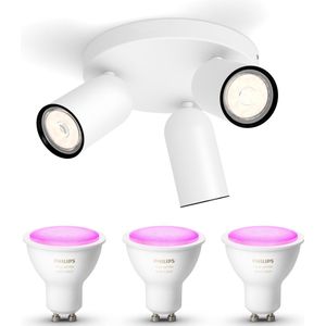 Philips myLiving Pongee Opbouwspot White & Color Ambiance GU10 - 3 Hue Lampen - Wit en Gekleurd Licht - Dimbare Plafondspots - Wit