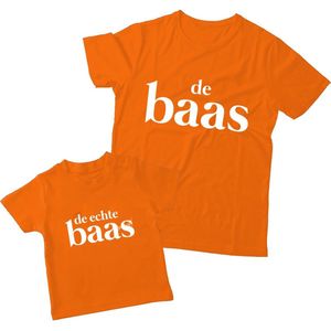 Matching oranje shirts Vader & Kind De Echte Baas | Maat L + 68 | shirts voor vader en kind | WK / EK, Koningsdag, Nederland