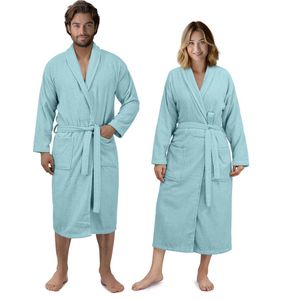 HOMELEVEL badstof badjas dames en heren - Unisex badjassen van 100% katoen - Ochtendjas dames en heren - Kamerjas in verschillende kleuren en maten