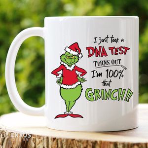 Grinch Dna Test Kerstmok - Herfts- Black friday 2022 - Kerst cadeau voor vrouwen - Sinterklaas cadeautjes - Cadeau voor vrouw - Koffiemok - Grappige cadeaus - Cadeau voor man - Mokken en bekers - Verjaardag cadeau - Koffiekopjes - Mok met tekst