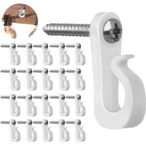 20 stuks schroefhaken piton met draagvermogen van 30 kg - wit - voor huis, tuin en buitenverlichting