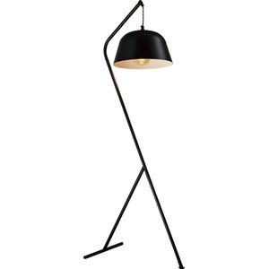 QUVIO Vloerlamp retro - Vloerlamp woonkamer - Vloerlampen - Verlichting - Lampen - Leeslamp - Staande lamp  - Met 1 lichtpunt - E27 Fitting - Voor binnen - Vintage design - 44 x 35 x 130 cm - Metaal - Zwart en wit
