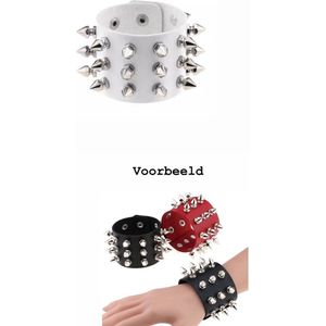 Akyol - Punk Armband - Gothic Spikes Armband -pentagram armband -pentagram -spiritueel armband - Bracelet met stuts - PU Leer - Unisex - Armband Wit– armband met spikes – gothic – gothic look- stijl