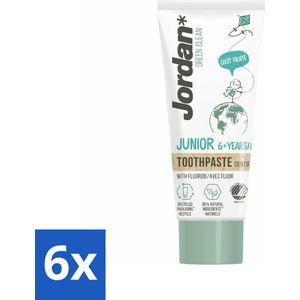 Jordan - Tandpasta - Junior - Green Clean - Vanaf 6 jaar - Met Fluoride - Voordeelverpakking - 6 stuks