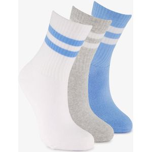 3 paar kinder sportsokken blauw wit - Maat 23/26