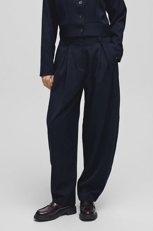 MSCH COPENHAGEN - Bandplooibroek - Donkerblauw - Baggy - Gerecycled Materiaal