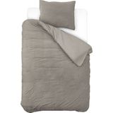 Sleeptime - Teddy Dekbedovertrek - Kaki - 140x220 + 1 Kussensloop 60x70