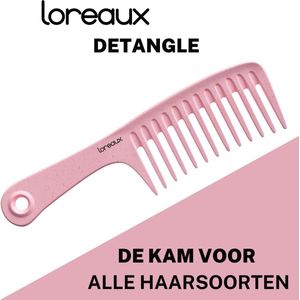 Loreaux - ontklittende kam - roze - detangle - ook voor na het krullen