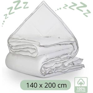 Droomtextiel 4 Seizoenen Dekbed - 100% Katoen - Hotelkwaliteit - Eenpersoons 140x200 cm - Comfort & Ademend - Antiallergisch - Hoogwaardige Kwaliteit - Heerlijk Zacht