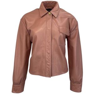 Dames Korte Roze Leren Blouse – Koko M