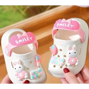 Schoen waterschoen Klomp wit met konijntje maat 23.5 (17cm)